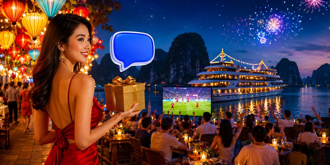 Du khách tại chợ đêm Hạ Long sử dụng điện thoại kiểm tra tiền hoàn cược và ưu đãi khuyến mãi